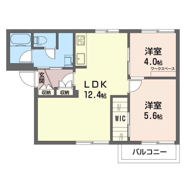 サンハイツ黒須B(2LDK/2階)の間取り写真