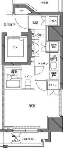 セジョリ西麻布(1K/10階)の間取り写真
