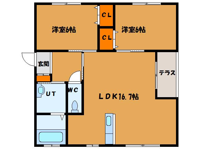 リヴェール深堀(2LDK/3階)の間取り写真