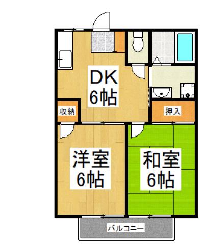クリーンハイツマスダA(2DK/1階)の間取り写真