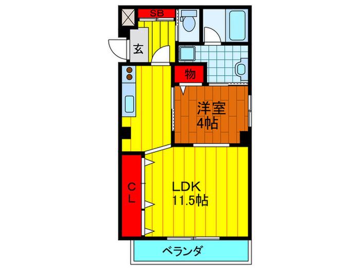 アンソレイエ古川橋(1LDK/3階)の間取り写真