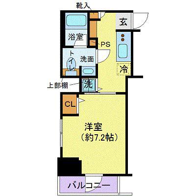 エストゥルース入谷(1K/7階)の間取り写真