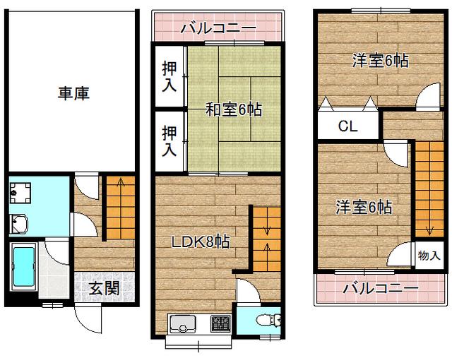 メゾン高西(3DK/3階)の間取り写真