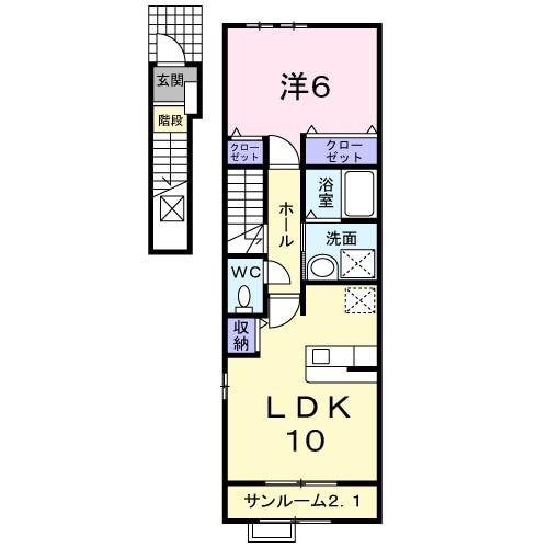 エルドール(1LDK/2階)の間取り写真