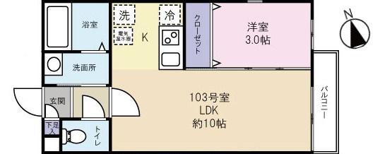 ヒルトップヨコハマ(1LDK/1階)の間取り写真