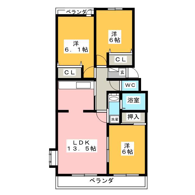 オークス(3LDK/2階)の間取り写真