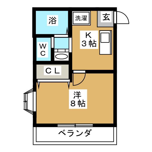 プリンセス(1K/3階)の間取り写真