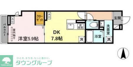 ルリアン千住緑町(1DK/2階)の間取り写真