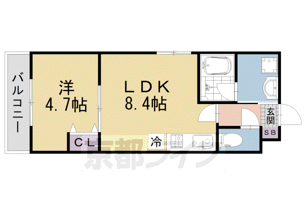 ブライト伏見丹波橋(1LDK/3階)の間取り写真