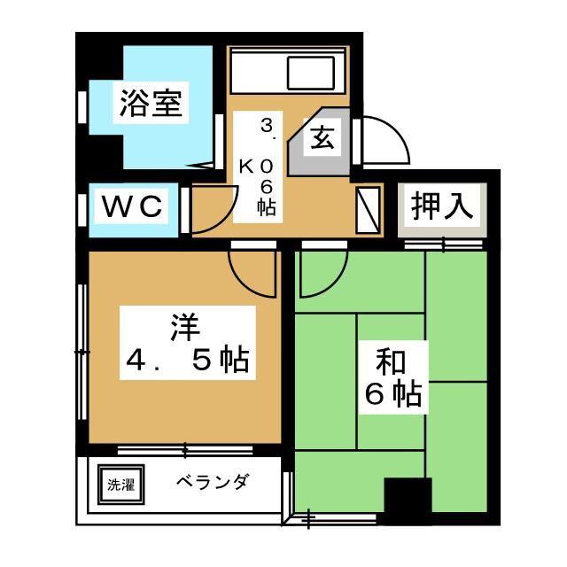 山本ビル(2K/2階)の間取り写真