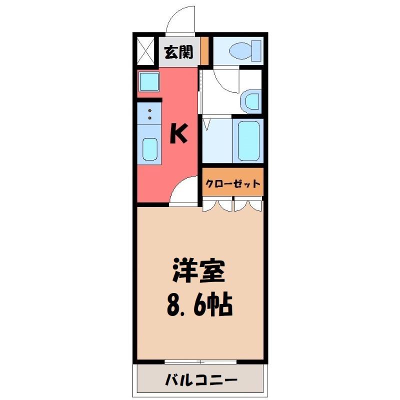 コーラル(1K/2階)の間取り写真