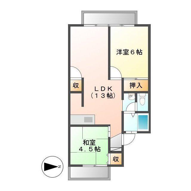 ヴァンベールヤチヨIII(2LDK/1階)の間取り写真