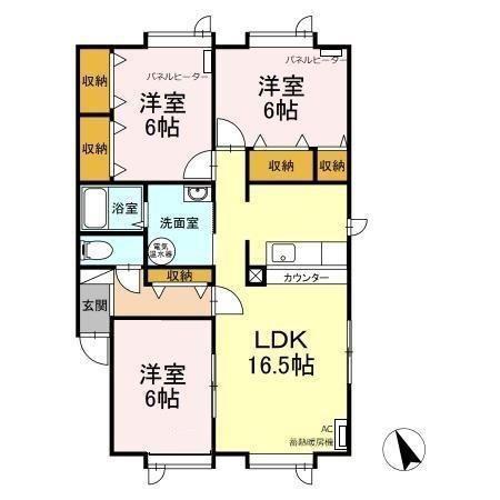 ラ・クレストールA(3LDK/1階)の間取り写真