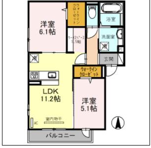 ラ・フェリーチェ(2LDK/2階)の間取り写真