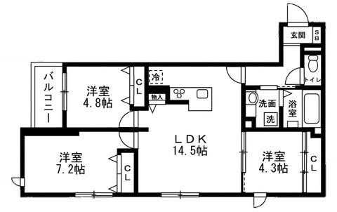 練馬区向山3丁目(3LDK/2階)の間取り写真