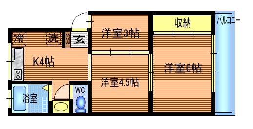 第二富士見(3K/2階)の間取り写真