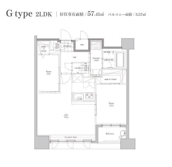 エンクレスト呉服町(2LDK/11階)の間取り写真