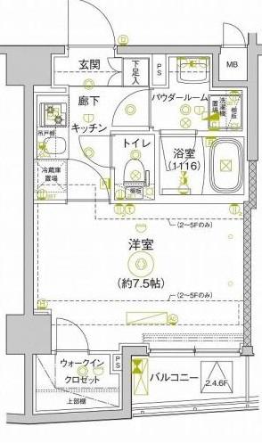 セジョリ新江古田(1K/5階)の間取り写真