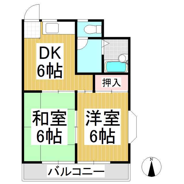 アップルハウスタケダ(2DK/2階)の間取り写真