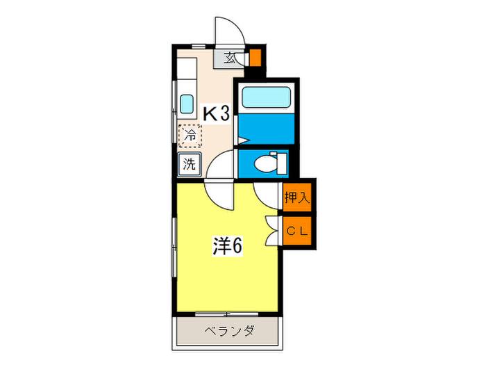 滝川ビル(1K/3階)の間取り写真