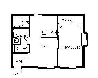 フラッツ・キクチ(1LDK/1階)の間取り写真