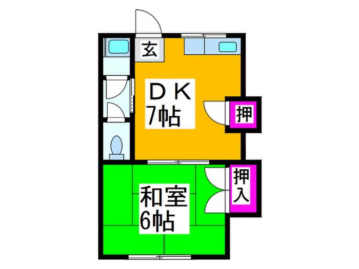 寺田ハイツ(1DK/2階)の間取り写真