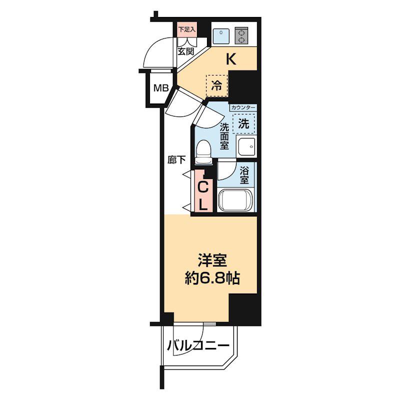 ガレリアレジデンス石川町(1K/8階)の間取り写真