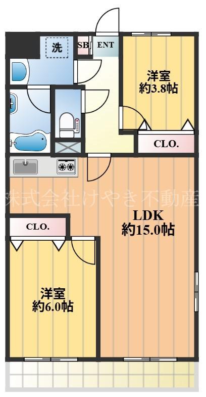洋伸小豆沢公園マンション(2LDK/6階)の間取り写真