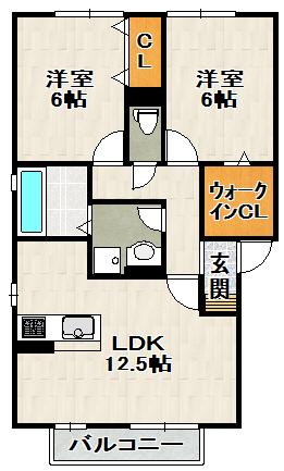 MODESTY(2LDK/2階)の間取り写真