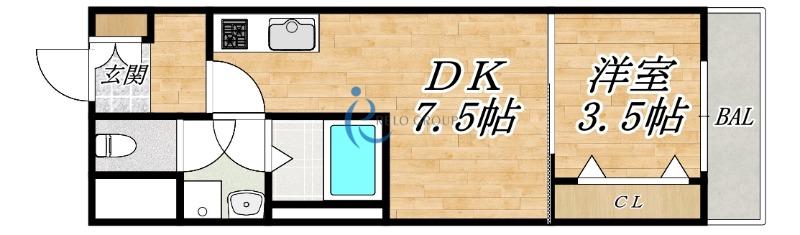フウキレジデンス平野(1DK/5階)の間取り写真