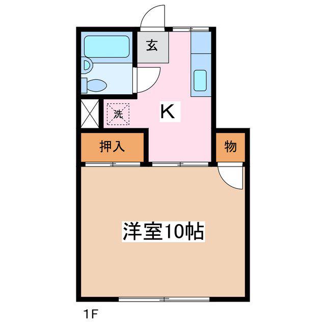 アンサンブル榑木A(1K/1階)の間取り写真