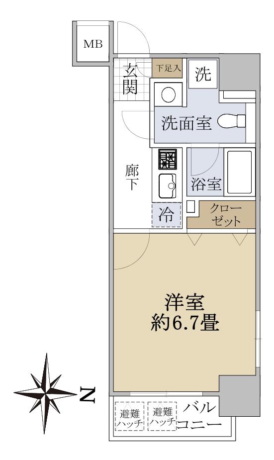 プレールドゥーク京橋(1K/4階)の間取り写真