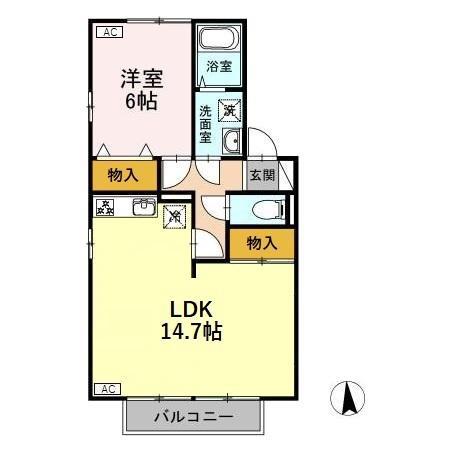ロイヤルコート(1LDK/1階)の間取り写真
