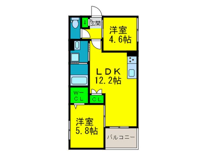 ラモーナ照ヶ丘I(2LDK/3階)の間取り写真