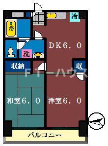 リーブル金杉(2DK/1階)の間取り写真