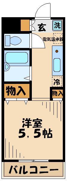 ジュネス桜ヶ丘(1K/3階)の間取り写真