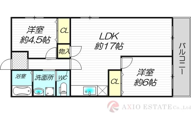 箕面エレガンスハイツ(2LDK/3階)の間取り写真