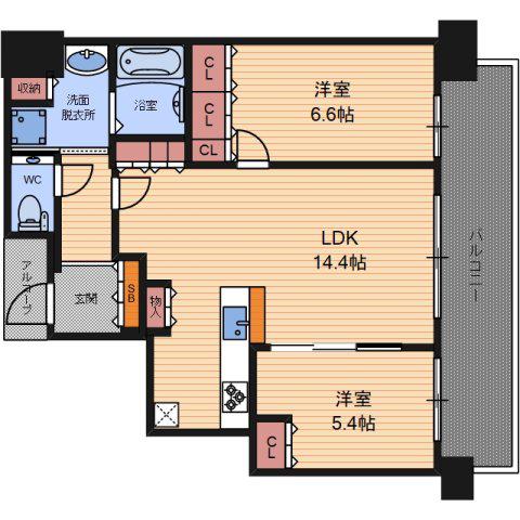 ザ・パークハウス中之島タワー(2LDK/21階)の間取り写真