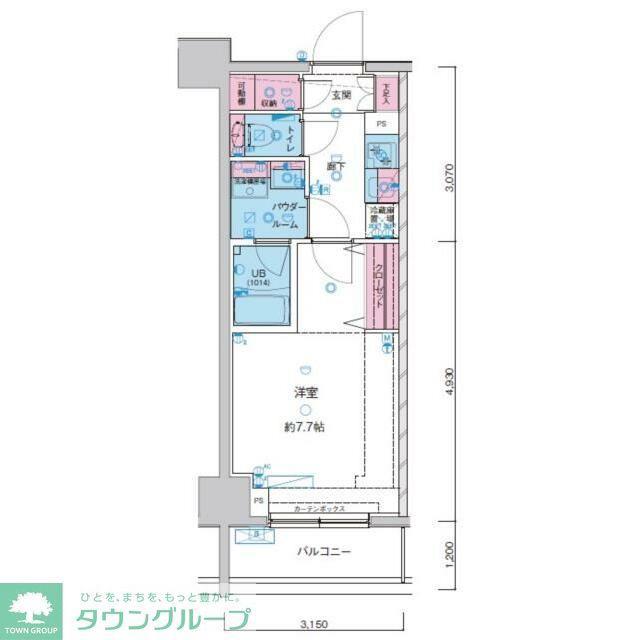 GENOVIA南千住IVSKYGARDEN(1K/2階)の間取り写真