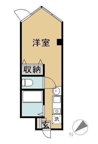 クレーシェル(ワンルーム/3階)の間取り写真