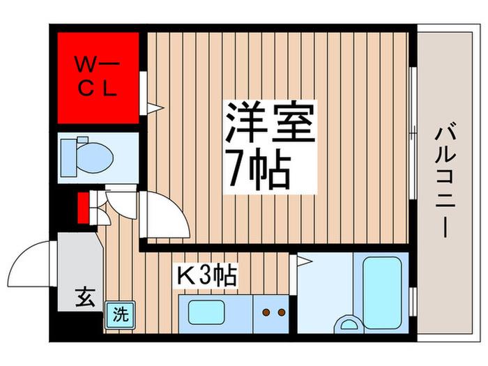 ソレアード松戸(1K/2階)の間取り写真
