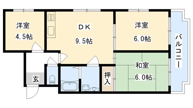 ノアコート森小路(3DK/5階)の間取り写真