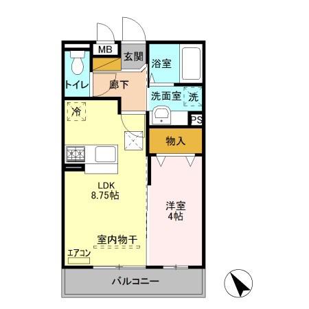 オペラハウス上大島(1LDK/1階)の間取り写真