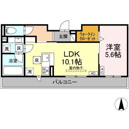 セレスティア田神 イースト(1LDK/3階)の間取り写真