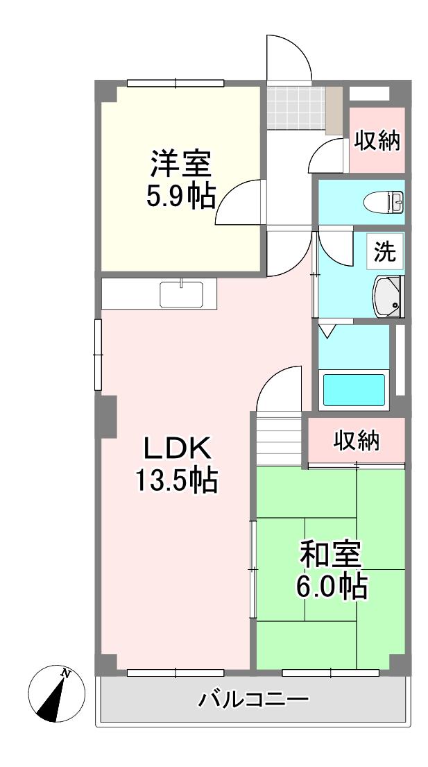 関根コーポ第2(2LDK/3階)の間取り写真