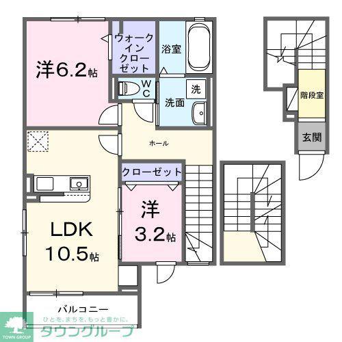 ファミリア・フェリス(2LDK/3階)の間取り写真