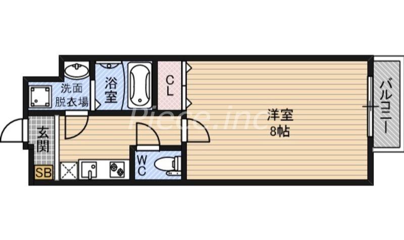 アンリ北詰(1K/2階)の間取り写真