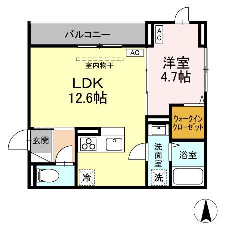 ディールーム万願寺(1LDK/2階)の間取り写真