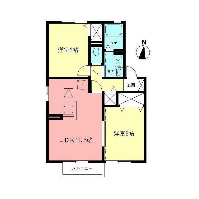 ラークパレスIII(2LDK/1階)の間取り写真