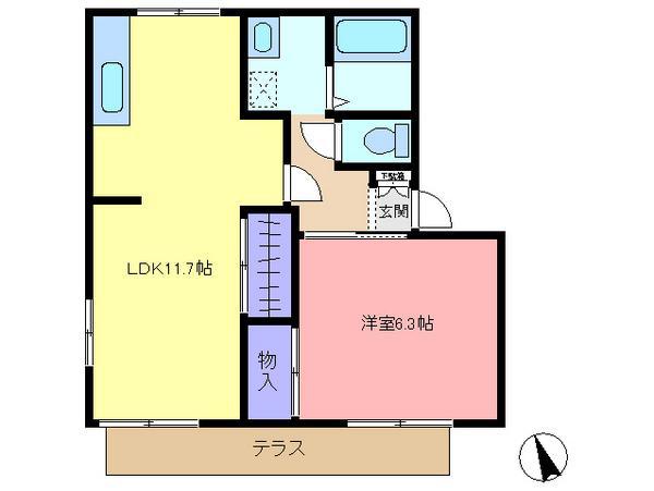 第5グリーンコーポA(1LDK/1階)の間取り写真
